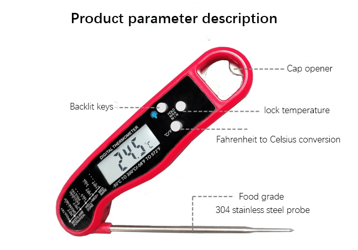 Digital Food Meat Thermometer for kitchen Cooking with Bottle Opener